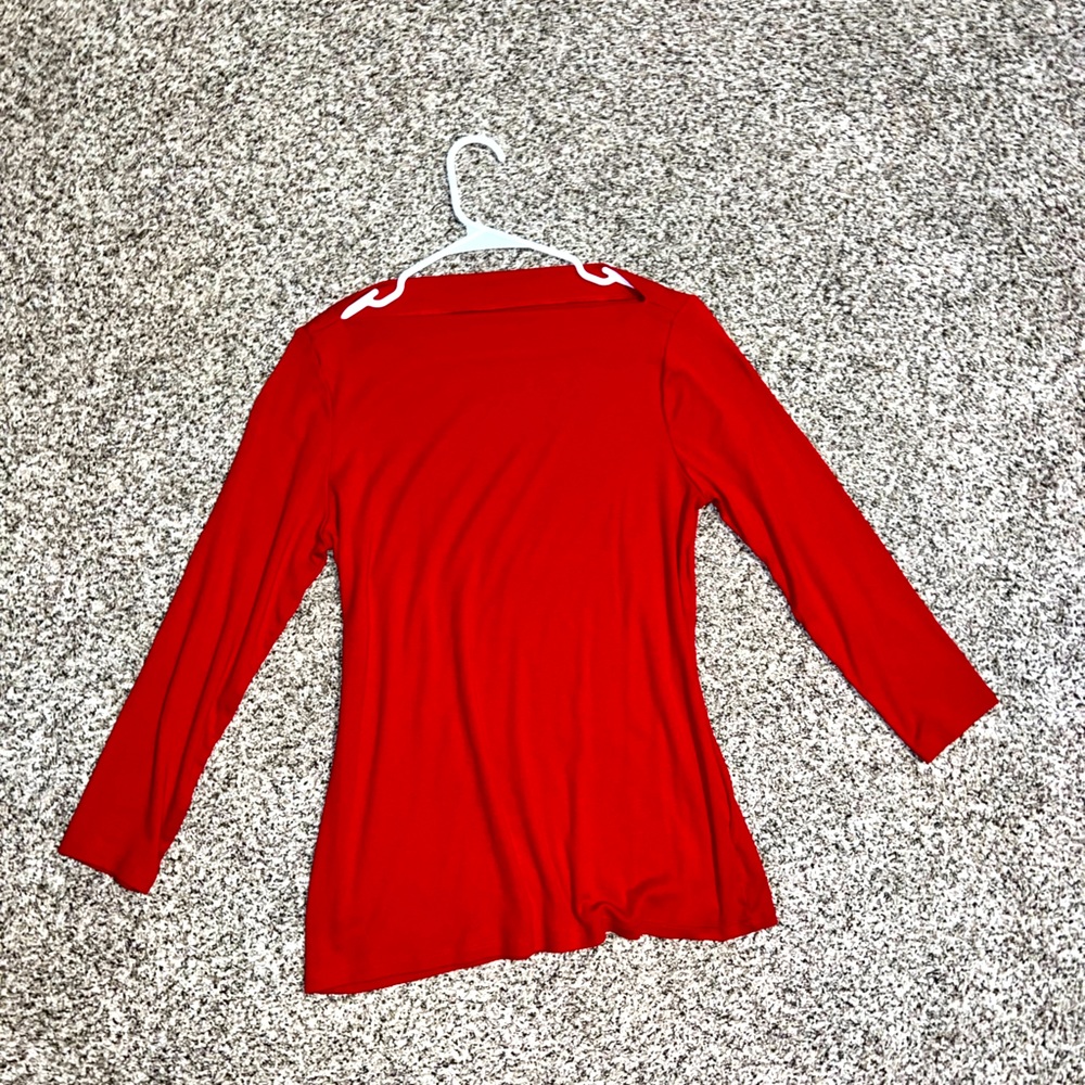 Red off the shoulder 3/4 length blouse